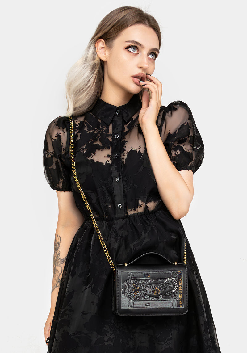 High Priestess Embroidered Crossbody Clutch Bag