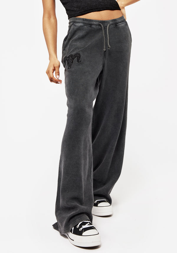 Ariel Cotton Blend Embroidered Wide Leg Jogger