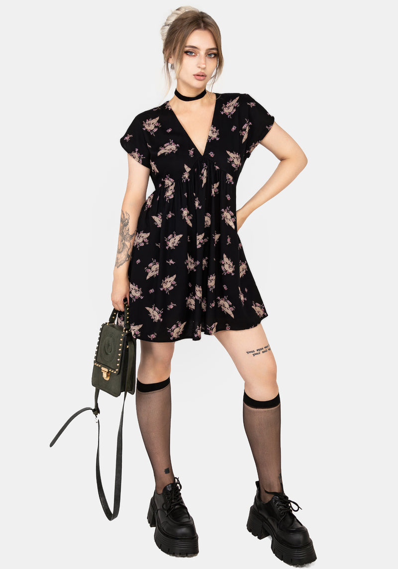 Carrion V-Neck Mini Smock Dress