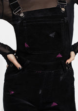 Styx Moth Embroidered Cord Balloon Leg Dungarees