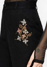 Nasturtium Floral Embroidered Tapered Trousers