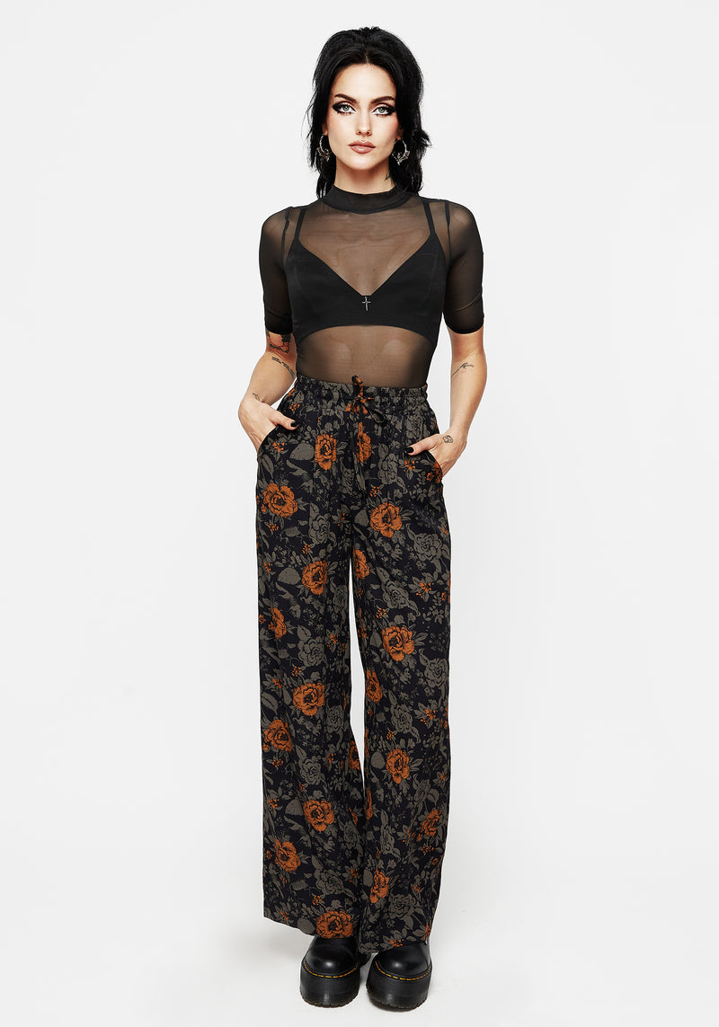 Mortify Floral Print Wide Leg Trousers