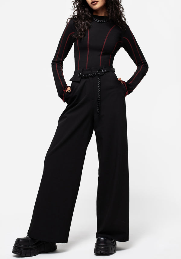 Hellion Chain Belt Wide Leg Trousers