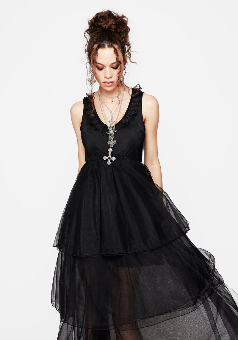 Opus Layered Tulle Apron Maxi Dress