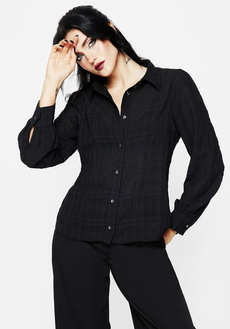 Recluse Check Chiffon Button Up Shirt