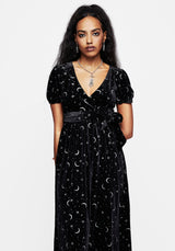 Constellation Glitter Print Velour Midi Wrap Dress