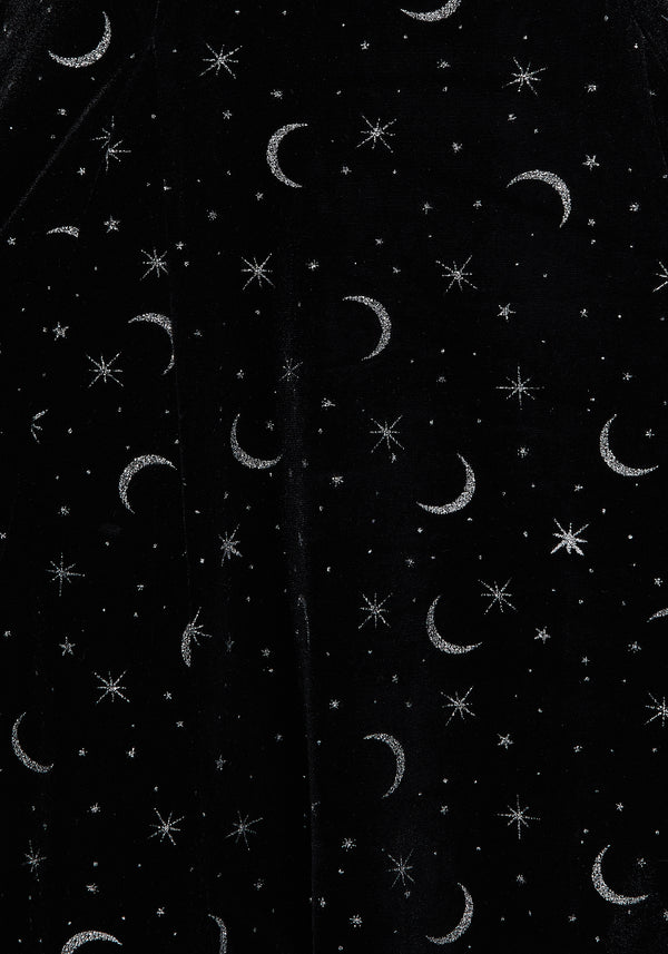 Constellation Glitter Print Velour Mini Dress