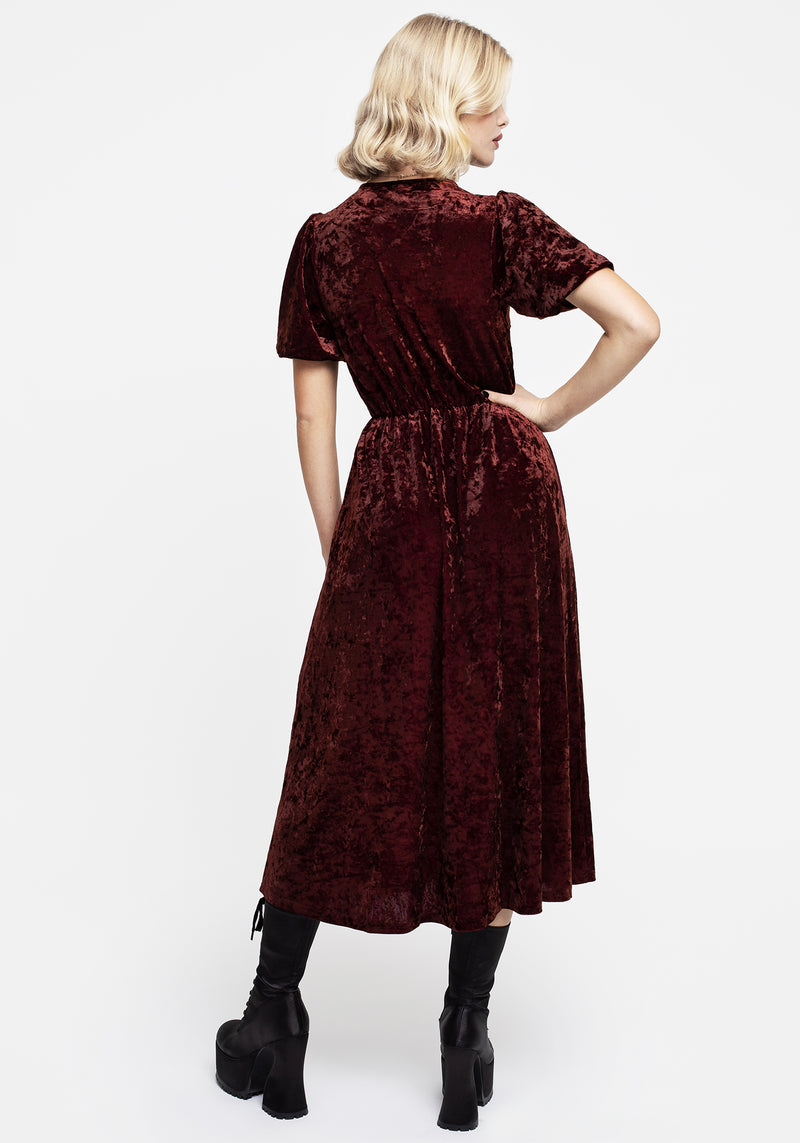 Essence Crushed Velour Button Up Midi Dress