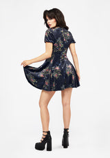 Cleome Floral Spiderweb Velour Mini Dress