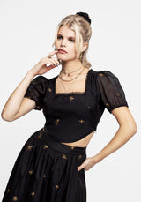 Insectarium Embroidered Organza Corset Top