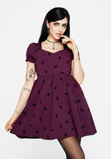 Styx Moth Flocked Velour Print Mini Dress