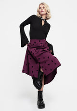 Styx Moth Flocked Velour Print Midi Skirt