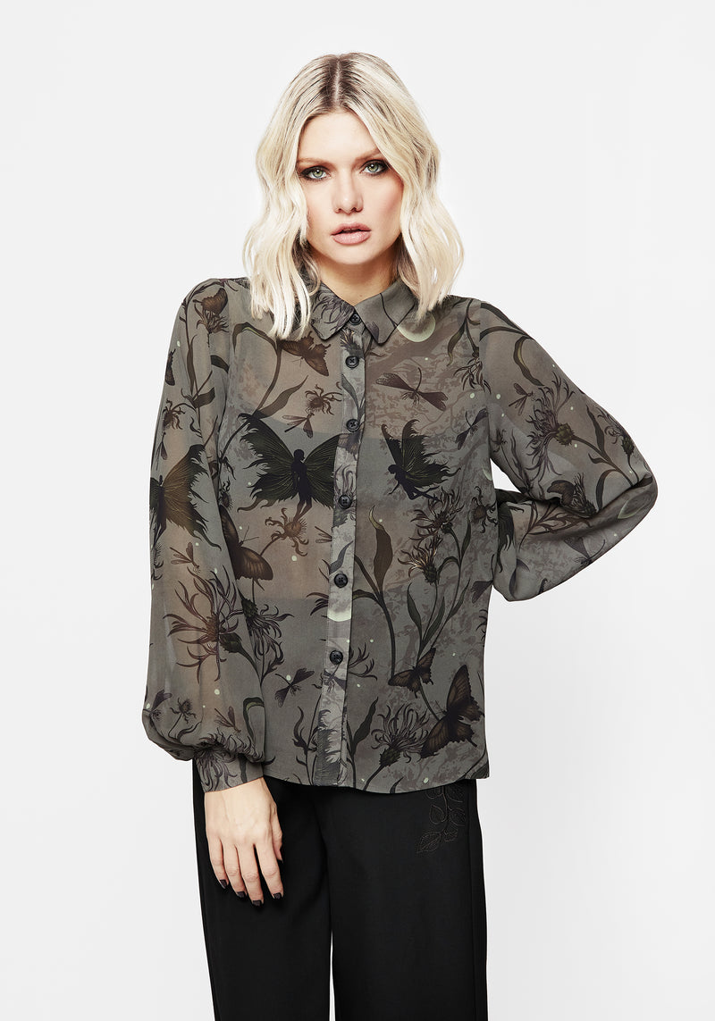 Gloriana Floral Print Chiffon Shirt