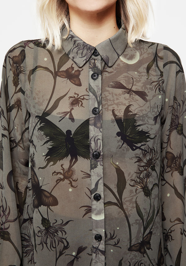 Gloriana Floral Print Chiffon Shirt