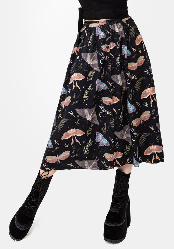 Nightmoth Button Up Midi Skirt