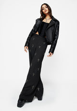 Ankh Beaded Chiffon Wide Leg Trousers