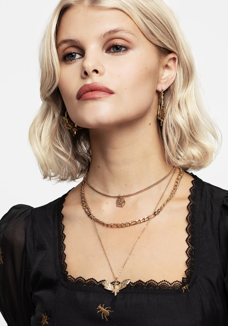 Mortmoth Layered Choker Necklace - Gold