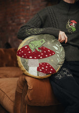 Swamplife Embroidered Velour Round Cushion