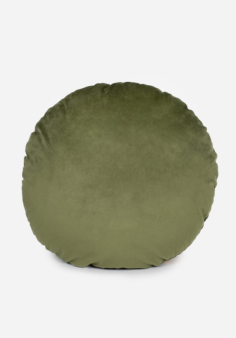 Swamplife Embroidered Velour Round Cushion