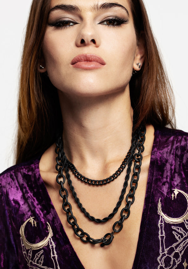 Jet Chunky Chain Layered Necklace