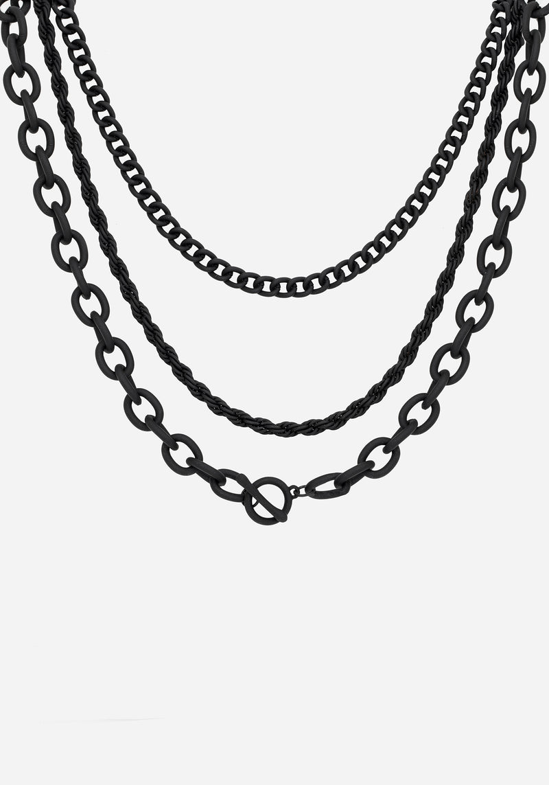 Jet Chunky Chain Layered Necklace