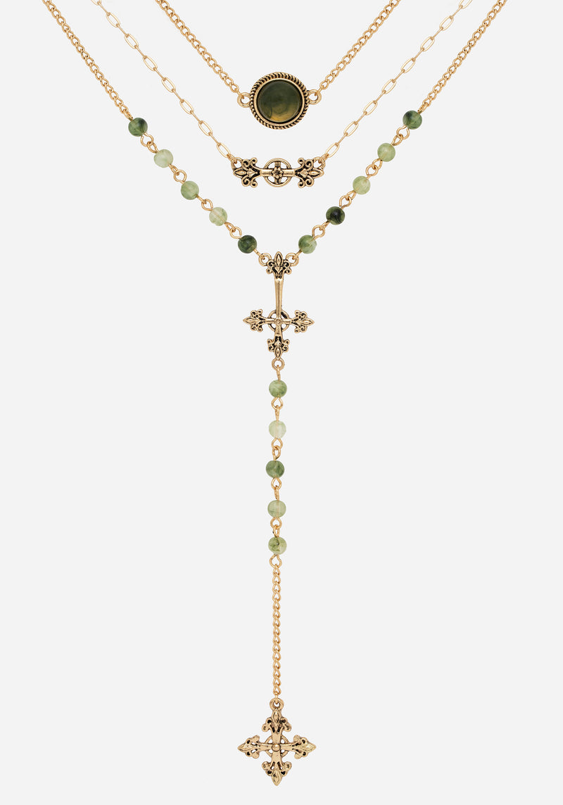 Viridity Layered Gem Multichain Necklace