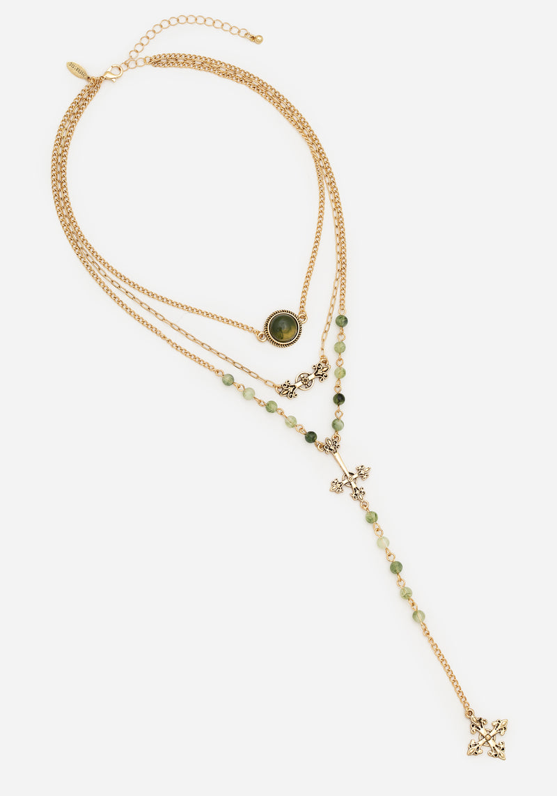 Viridity Layered Gem Multichain Necklace