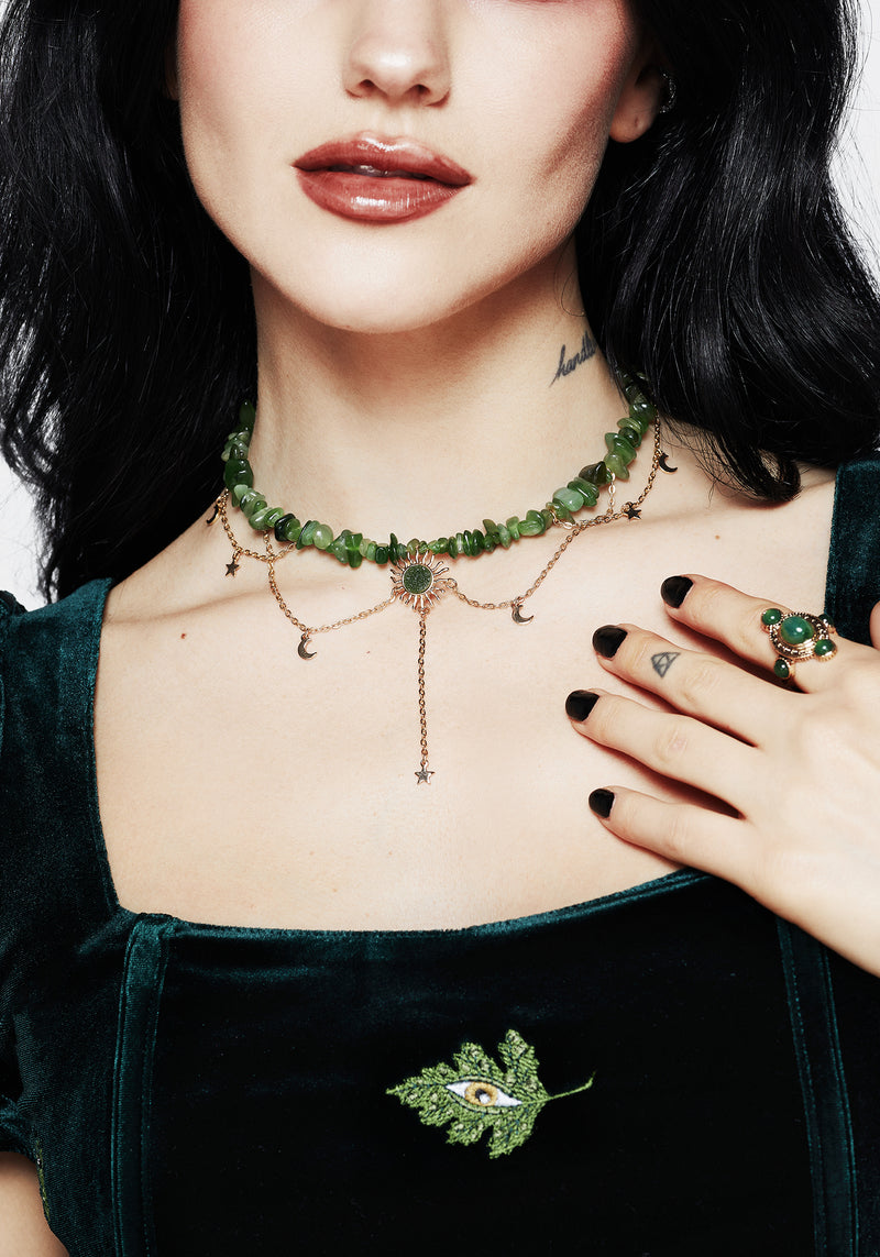 Aurora Gem Choker Necklace - Green