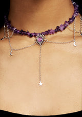 Aurora Gem Choker Necklace - Purple