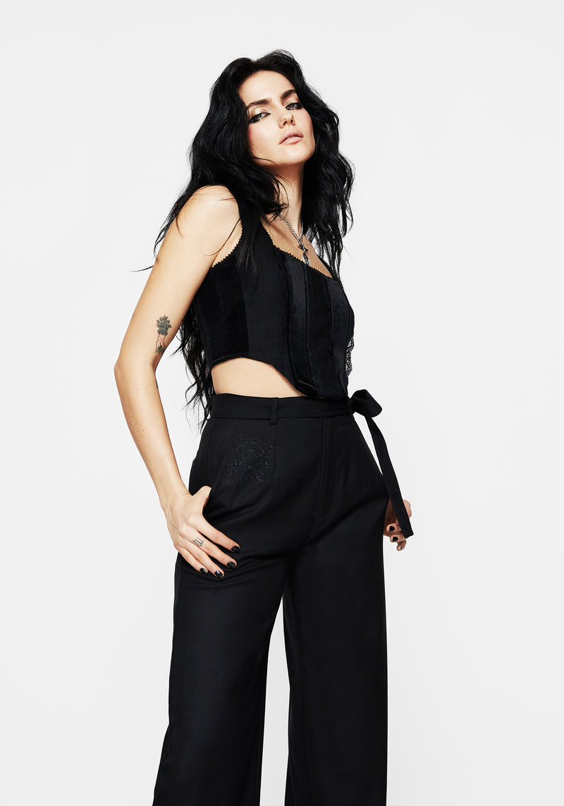 Vault Tie Waist Tailored Flare Trousers