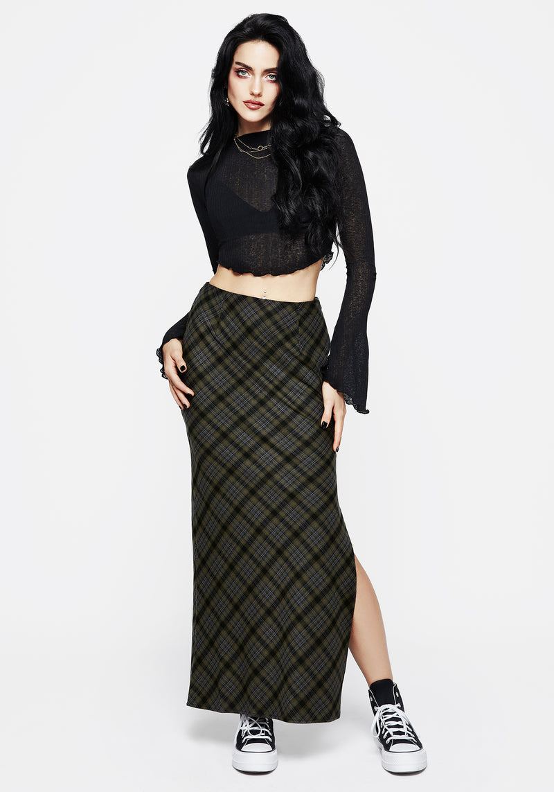 Reseda Bias Check Maxi Skirt