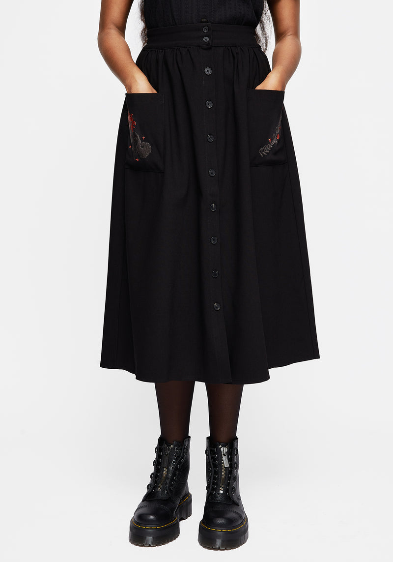 Foxfire Embroidered Button Up Midi Skirt