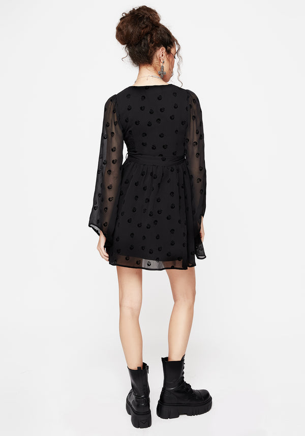 Bones Flocked Chiffon Mini Dress