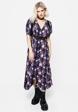 Socordia Floral Moon Ruched Waist Midaxi Dress