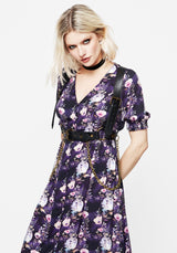 Socordia Floral Moon Ruched Waist Midaxi Dress