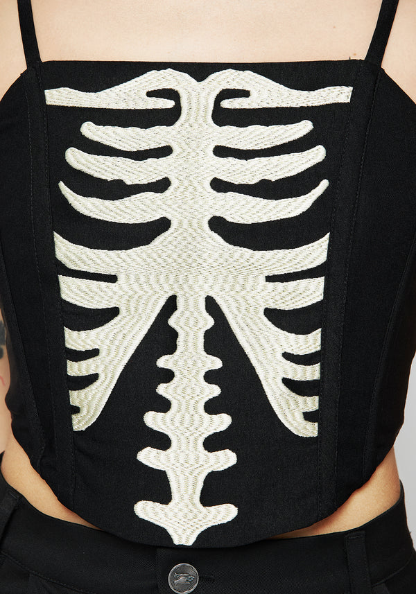 Ribcage Embroidered Corset Top