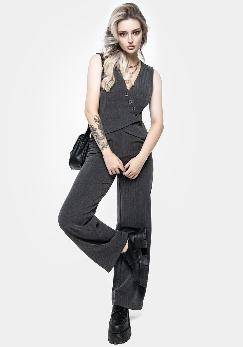 Moonage Herringbone Asymmetric Waistcoat - Grey