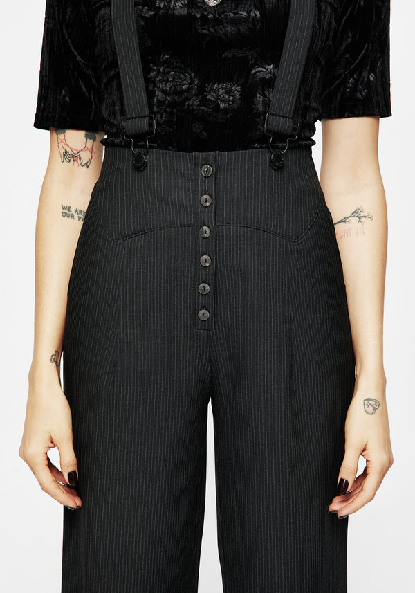 Tilda High Waist Wide Leg Pinstripe Suspender Trousers