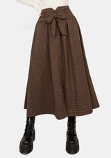 Sweetspire Check Tie Waist Midaxi Skirt