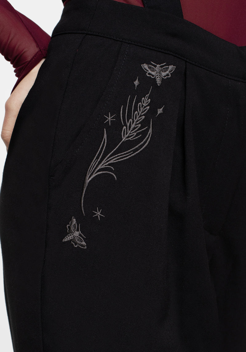 Styx Moth Embroidered Tapered Trousers