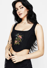 Cleome Floral Spiderweb Embroidered Corset Top