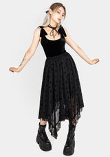 Bones Flocked Chiffon Handkerchief Hem Skirt