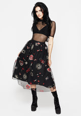 Bloodlust Embroidered Midi Skirt