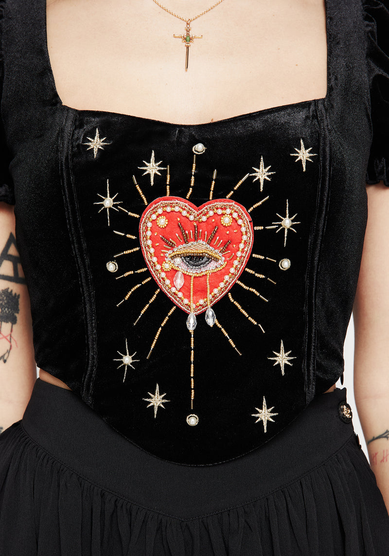 Ingrid Embroidered Applique Corset Top