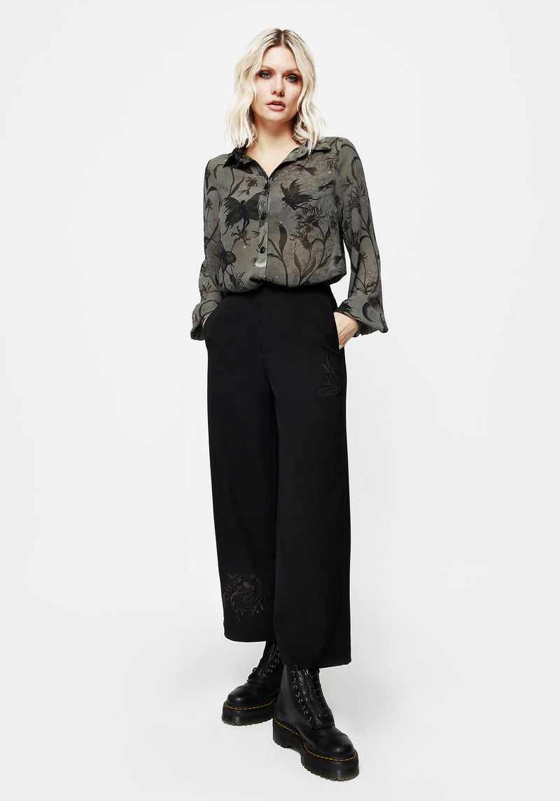 Amalthea Embroidered Tailored Wide Leg Trousers