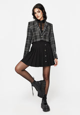 Checkmate Check Crop Blazer - Black