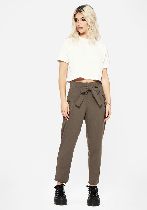 Hester Embroidered Tapered Trousers - Brown