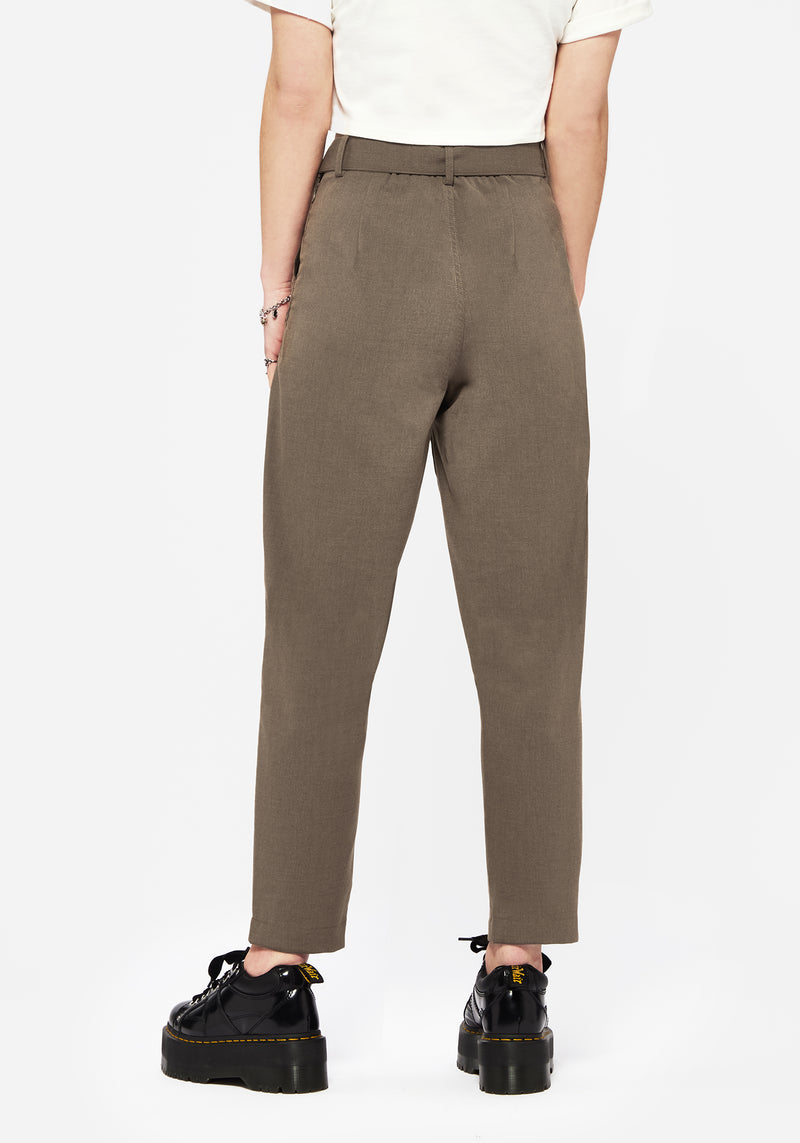 Hester Embroidered Tapered Trousers - Brown