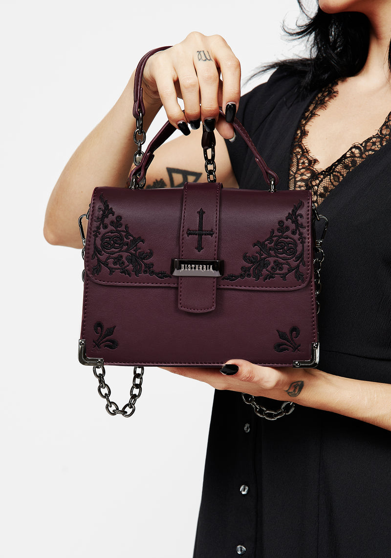 Elderberry Embroidered Mini Satchel Bag