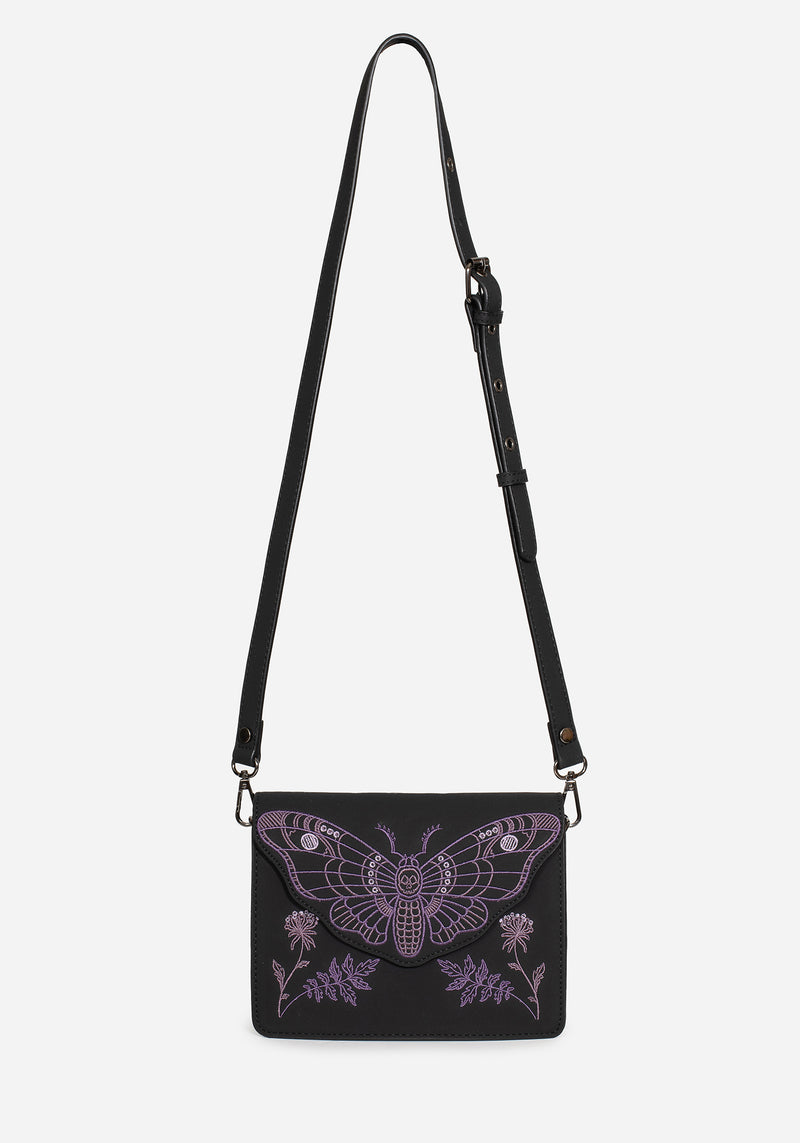 Atropos Moth Embroidered Mini Crossbody Bag